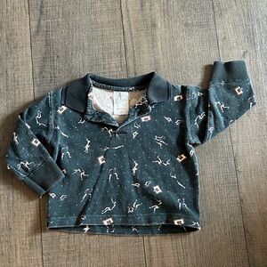 Vintage 90s Kids Green Patterned Long Sleeve Shirt basketball 2t